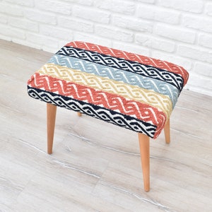 BOHEMIAN - Stool, home decor four leg stable stools wooden stools for adults and kids, handmade furniture, nightstand, pouf, modern, ottoman