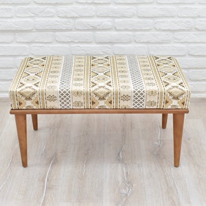 Farmhouse Bench, Handmade Wood Work Furniture, Vanity Chair, Shoe Mudroom Seat - Dorm Chair - Entryway Bench - Upholstered Ottoman Pouf