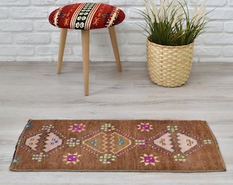 Boho Door Mat Carpet One-of-a-Kind 1\u20196\u201dx2\u20194\u201d Ft Small Rug 2x3 Kitchen Rug Turkish Vintage Oushak Rugs Handmade Wool Oriental Doormat