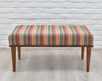 Banco de comedor - Asiento tapizado de madera maciza para muebles de cocina y comedor - Mesa de centro artesanal con taburete otomano