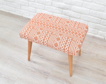 Entryway Bench | Upholstered Small Bench for Hallway, Foyer, Mudroom Shoe Seating |  Boho |  Modern |  Stool | Light Pink