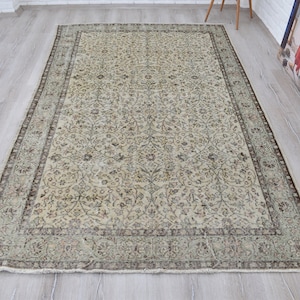 Large Oushak Rug, 5’4” x 8&#39;9&quot; Rug, Turkish Rug, Area Rug, Vintage Rug, Wool, Handwoven Rug, Living Room Rug, Bedroom Decor Rug, Big Size Rug