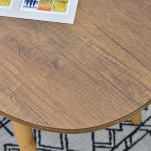 Mesa de centro ovalada de madera, mesa auxiliar de tabla de surf, mesa auxiliar de estilo vintage para sala de estar, mesa de centro, mesa de centro baja, mesa de café y auxiliar imagen 9