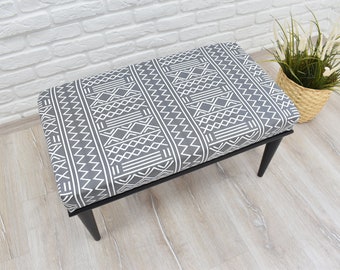 Reposapiés otomano, regalo para ella, banco de comedor, regalo para el hogar, banco de entrada tapizado, silla de tocador, banco de piano, banco hecho a mano, trabajo en madera