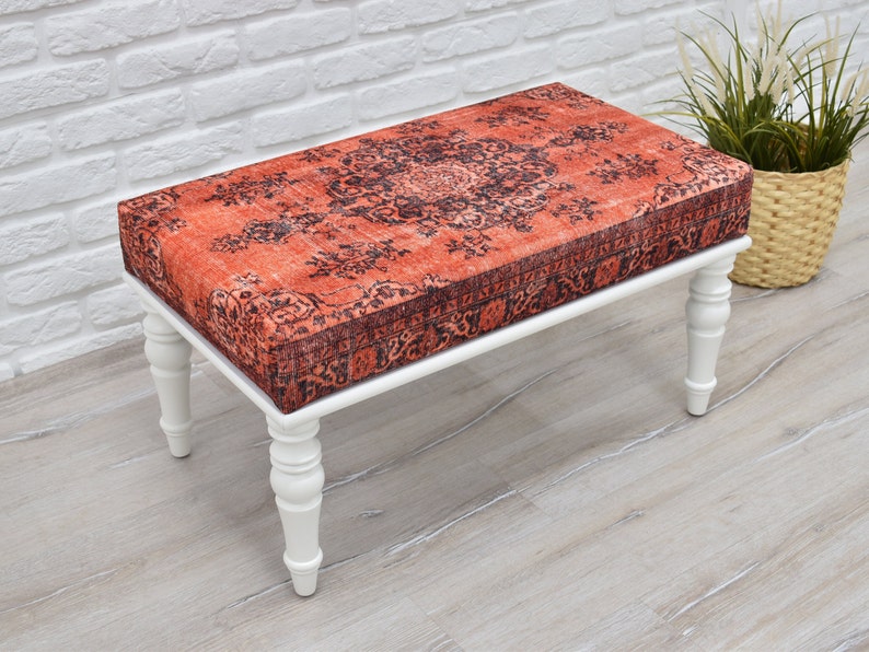 Rug Bench Entryway Bench Upholstered Ottoman Bench for Hallway, Foyer, Mudroom Shoe Seating Piano Bench Seat Modern Interior Decor image 3