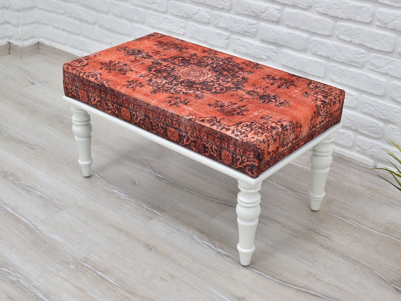 Rug Bench Entryway Bench Upholstered Ottoman Bench for Hallway, Foyer, Mudroom Shoe Seating Piano Bench Seat Modern Interior Decor image 1