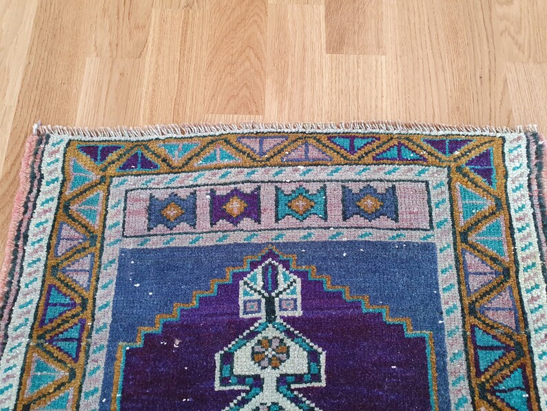 Vintage Area Rug Handmade Rug Decorative Rug Area Oushak Rug 2.6 x 1.8 ft Vintage Rug Purple Rug Boho Rug Oushak Rug Antique Rug