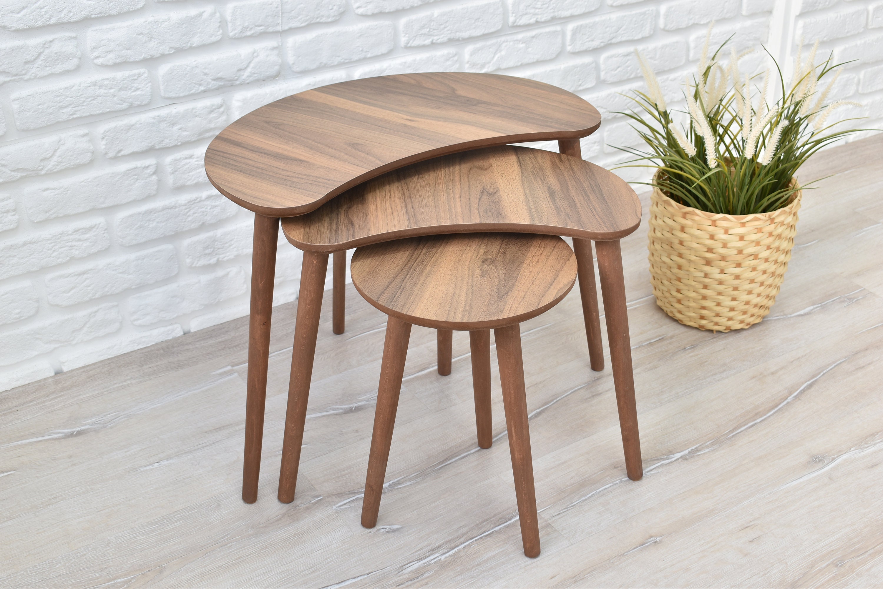 Modern Coffee Tables Nesting Tables Asymmetric Wooden Tables Etsy