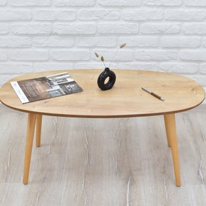 Wood Work Table, Coffee Table, Living Room Table, Home Decor, Low Center Table, Accent Table for Living Room, End Table, Oval Table