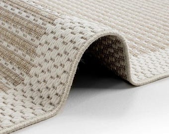 Woven Beige Sisal Rug: Off White - Cream Accent Border, Custom Size Runner and Area Rug, Easy to Clean Carpet