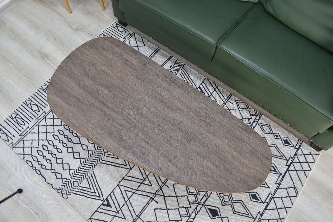 Wooden Oval Coffee Table Unique Wood Coffee Table Asymmetric Etsy