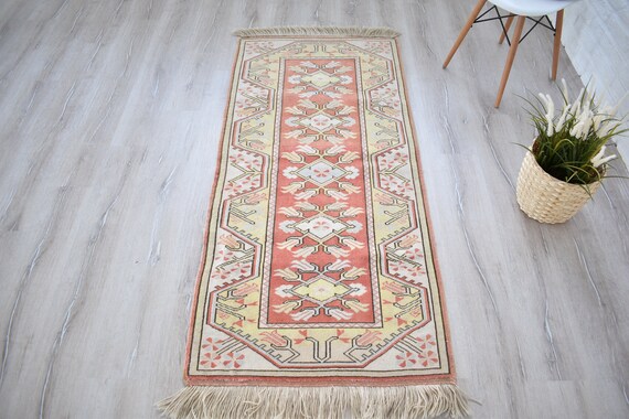 Handmade Runner Rug, 2.8x5.9, Turkish Rug, Kitchen Runner Rug, Entry Rug, Hallway Rug, Neutral Wool Boho Handwoven Carpet