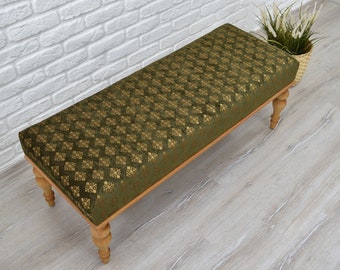 OTTOMAN COFFEE TABLE / Wooden Bench / Handmade Furniture / Sitting Chair and Ottoman / Long Bench / Dining Room Table Seat / Entryway Bench