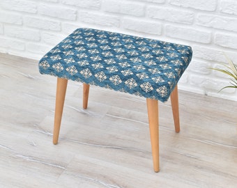 Coffee Table Ottoman with wooden legs, handmade furniture, small bench, ottoman stool, entry bench, mudroom shoe seat, shoe bench, chair