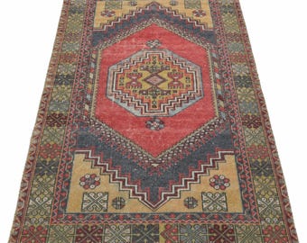 Handwoven Rug, Turkish Carpet, Wool Anatolian Rug (3.4x6.1 ft)