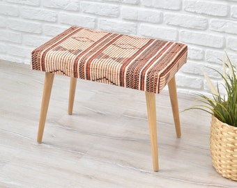 Handmade Furniture, Footstool Ottoman, Turkish Rug Bench, Entryway Seat, Bedroom Seat, Piano Bench, Kilim Rug Bench, Boho Decor