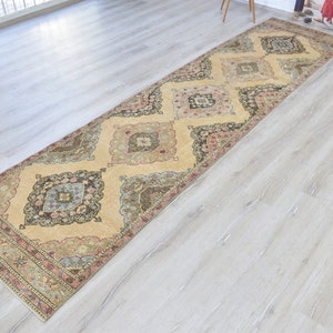 Boho Runner Rug, 12'10" x 3'2", Anatolian Rug,Runner Rug, Vintage Wool Rug, Antique, Kitchen Runner, Turkish Runner Rug, Large Runner Rug