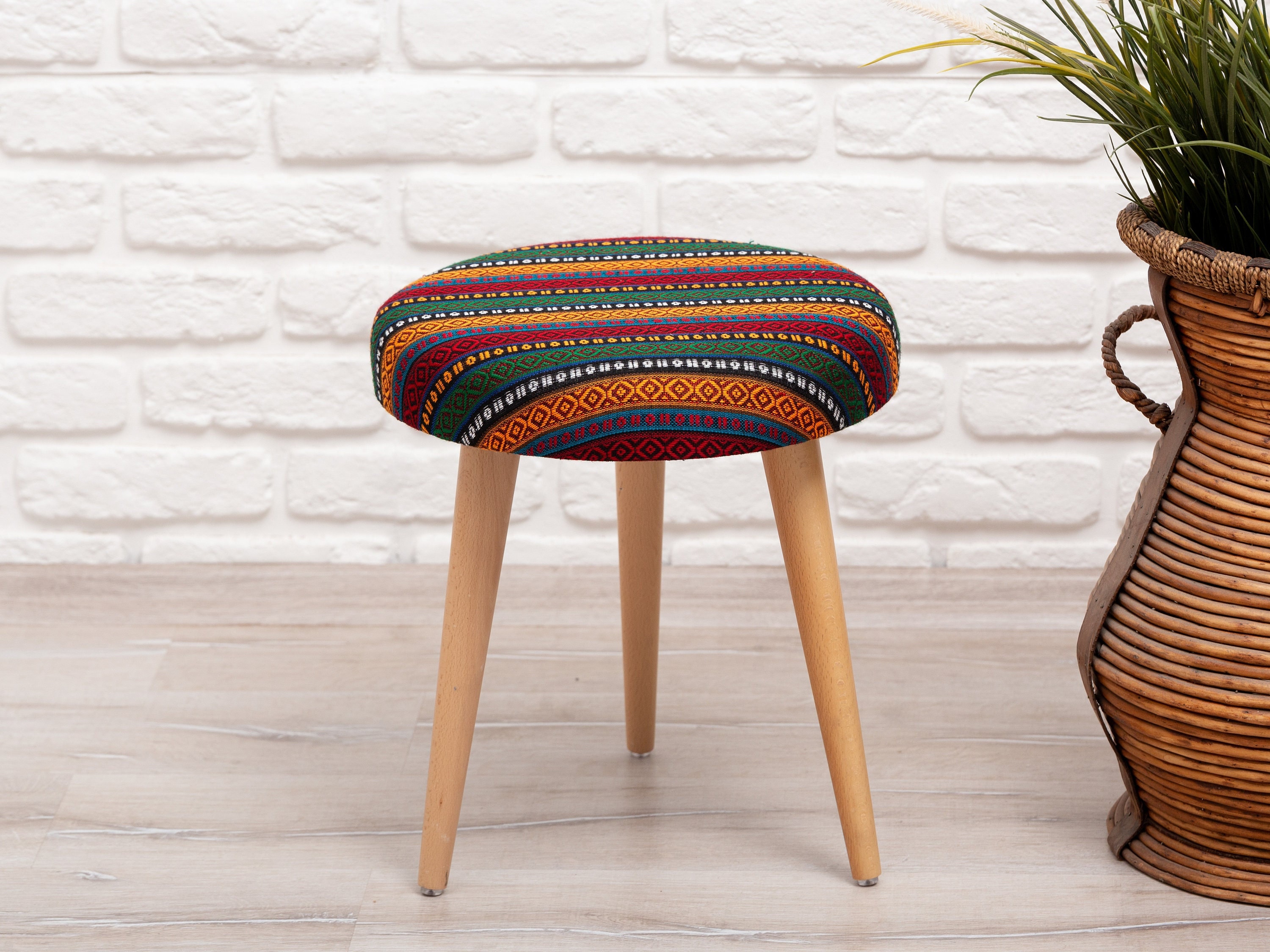 Footstool / Stool / Upholstered Footstool / Coffee Table / Sitting Chair / Foot Rest / Entryway Seat / Gift For Dad / Gift For Mom / USEFUL