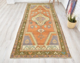 Alfombra Vintage, Alfombra De Lana, Alfombra Oriental, Alfombra Grande, Hecha a Mano, Alfombra Oushak, Alfombra De Dormitorio, Alfombra Turca, Alfombra De Salón, Alfombra De Área 4'6"x10'6"