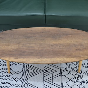 Mesa de centro ovalada de madera, mesa auxiliar de tabla de surf, mesa auxiliar de estilo vintage para sala de estar, mesa de centro, mesa de centro baja, mesa de café y auxiliar imagen 2