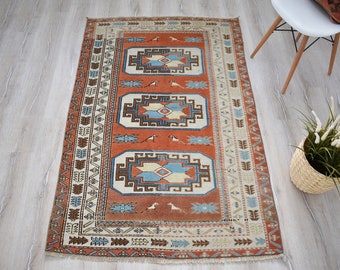 Vintage Runner Rug, Turkish Rug, Area Rug, Runner Rug, Oushak Rug, Bohemian Rug, Turkish Runner Rug, Turkey Rug, 5.5 x 3.7 ft, Boho Wool Rug