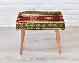 Coffee Table, Handmade Ottoman, Small Bench, Small Ottoman Chair - Pouf, Side Table with wood legs, housewarming gift for her, entry decor