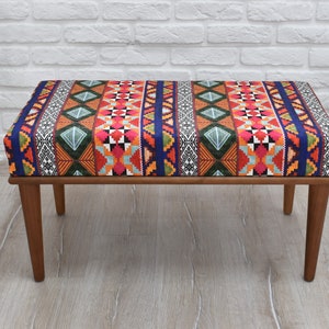 Handmade ottoman bench, kilim ottoman, vanity bench, ethnic kilim bench, footstool , handcrafted stool, housewarming gift , bedroom bench