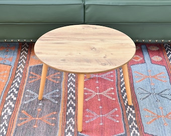 Wooden Round Coffee Table, Mid Century Modern Coffee Table, Circle Coffee Table, Wooden Center Table, Living Room Furniture, Rustic Table