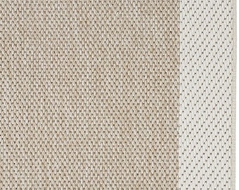 Bordered Sisal Rug: Beige Ivory Border, Accent Rug, Custom Size Rug, Staircase Runner Rug, Hallway Runner Rugs