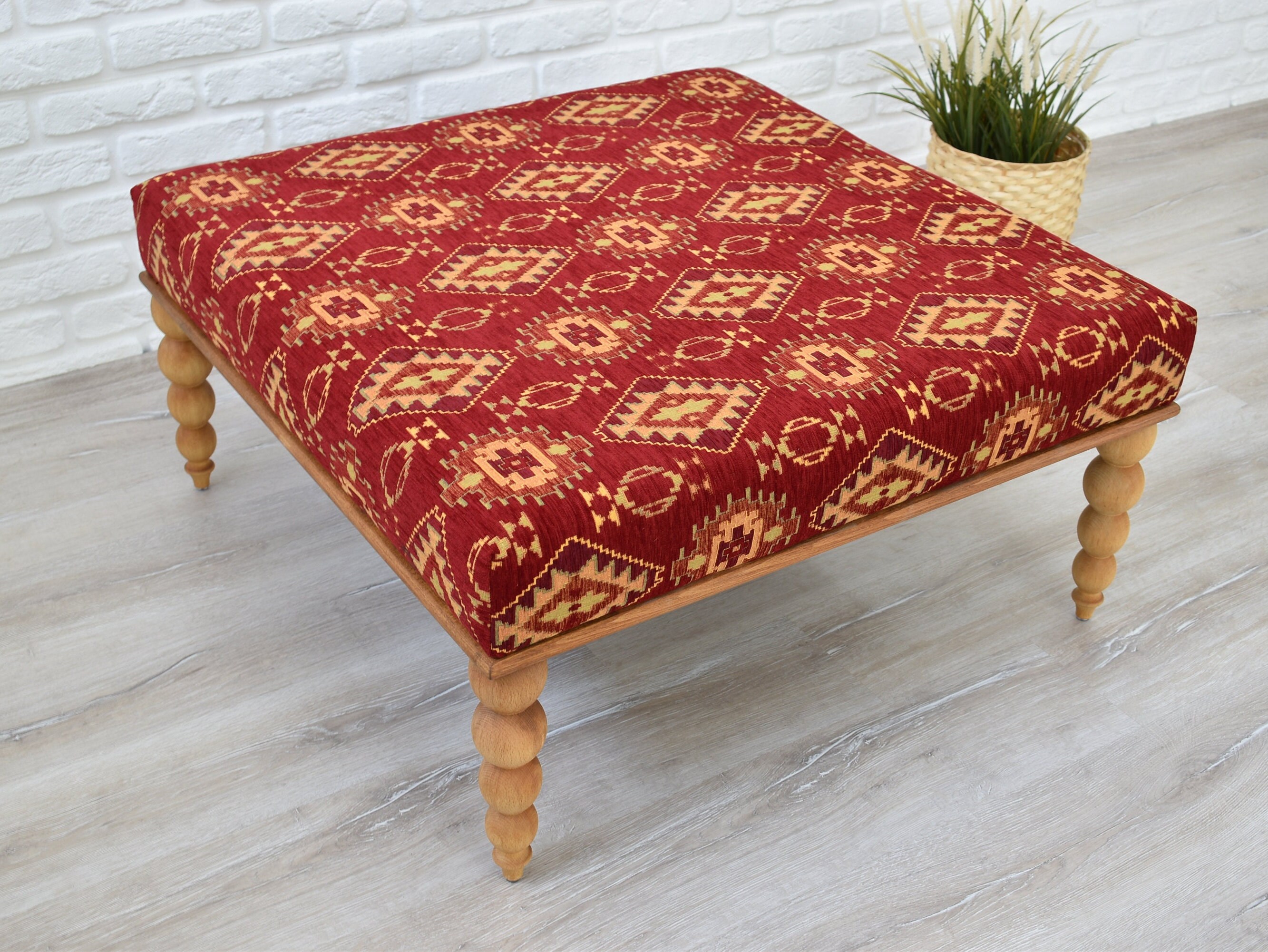 LARGE Size Square Coffee Table / Large Ottoman Bench / Wooden Etsy