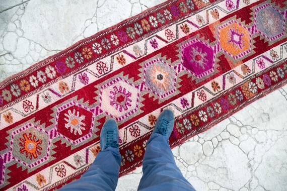 Vintage Runner Rug, 2.7 x 11 feet,HANDMADE, Hallway Rug, Boho Runner Rug, Anatolian Rug, Turkish Runner Rug, Boho Runner Rug