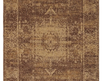 Turkish Woven Brown Clay Beige Taupe Area Rug Oushak Style Rug Farmhouse Boho Vintage Modern Interior Carpet