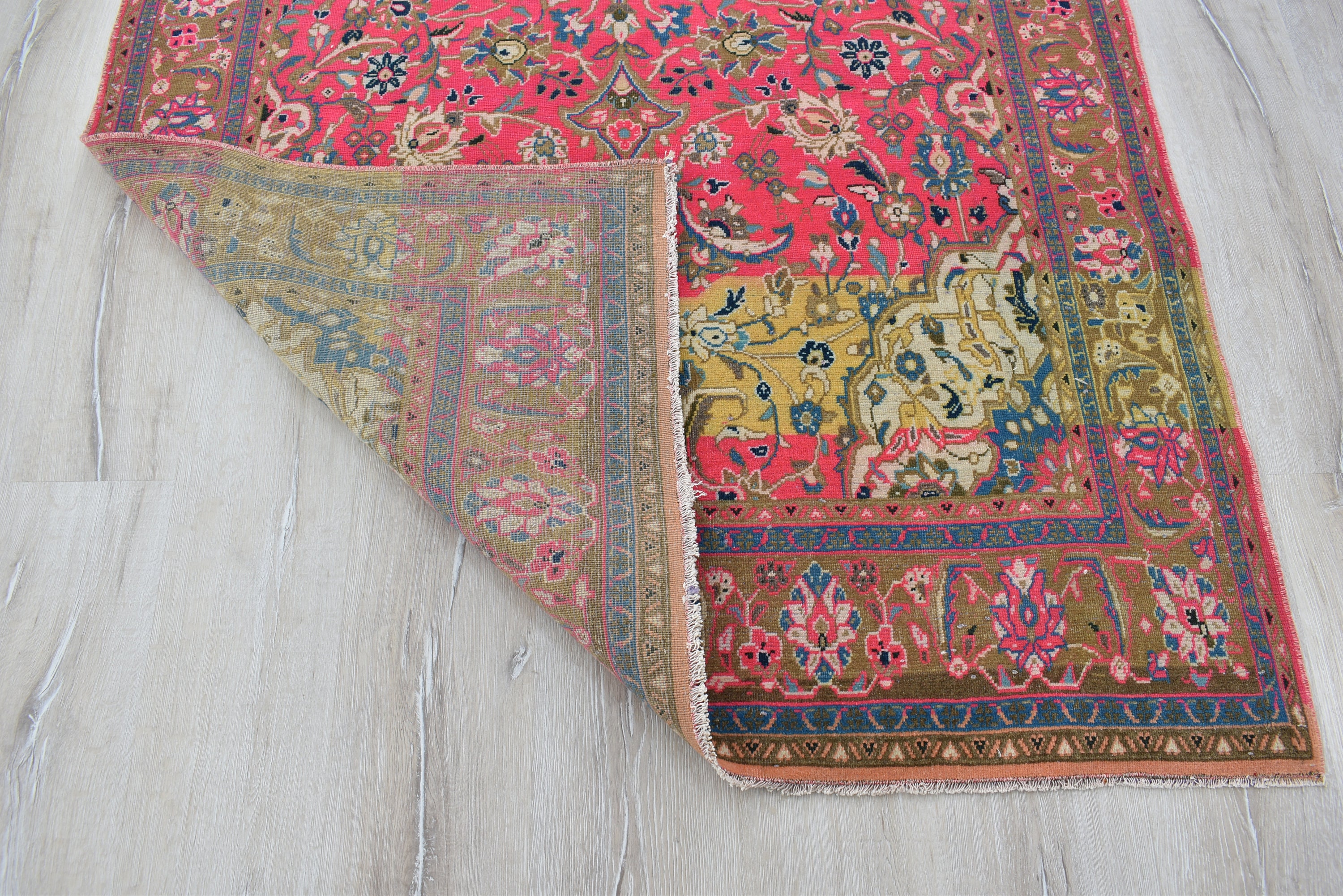 Pink Vintage Rug FREE SHIPPING Handmade Rug 4'3 X Etsy