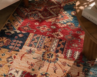 Turkish Rug, Washable, Traditional, Vintage Wide Hallway, Patchwork, Multi Color Carpet