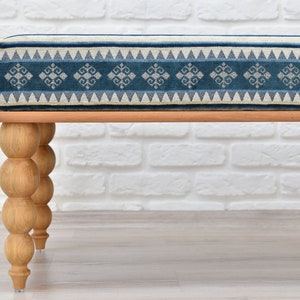 OTTOMAN BENCH / Wood Work Bench / Handmade Furniture / Upholstered Bench with Authentic Turkish Fabric / Bedroom Seat / Coffee Table image 6