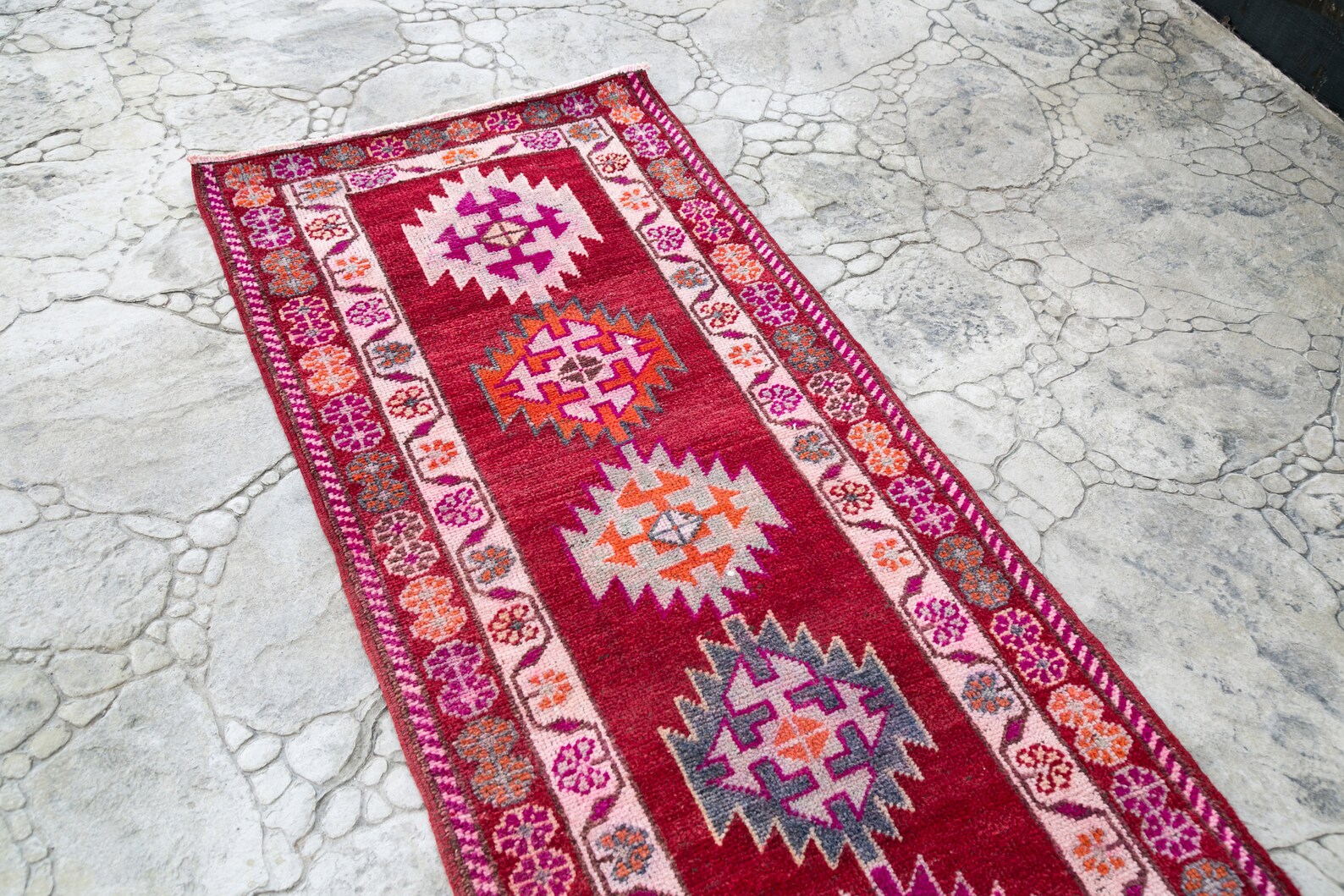 Boho Runner Rug 2.8 X 12.9 Ft Vintage Handmade Runner Rug Etsy
