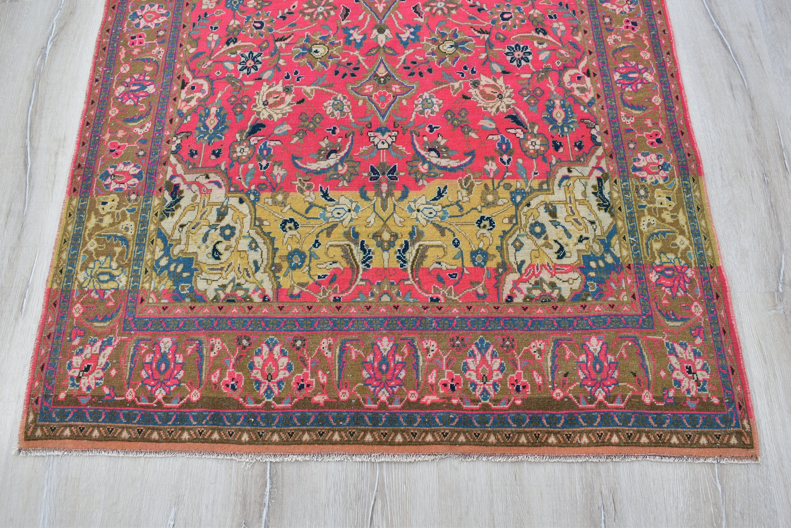 Pink Vintage Rug FREE SHIPPING Handmade Rug 4'3 X Etsy