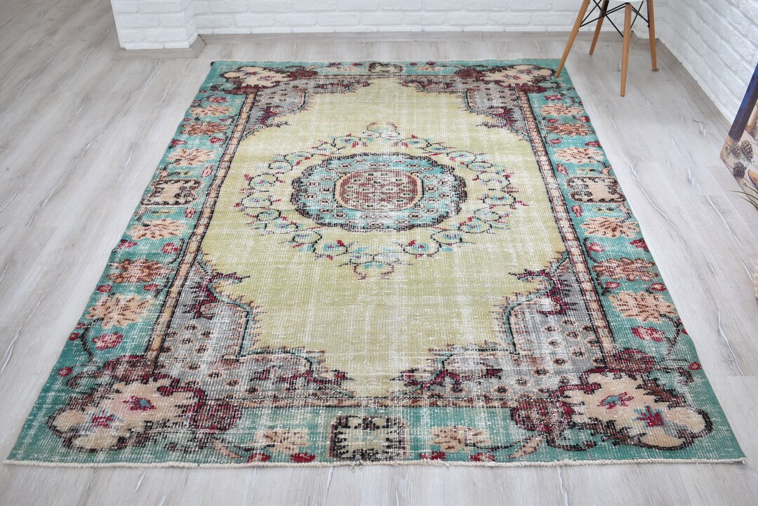 Large Area Rug, 6 X 8.5 Ft, Turkish Rug, Vintage Turkey Rug, Large ...