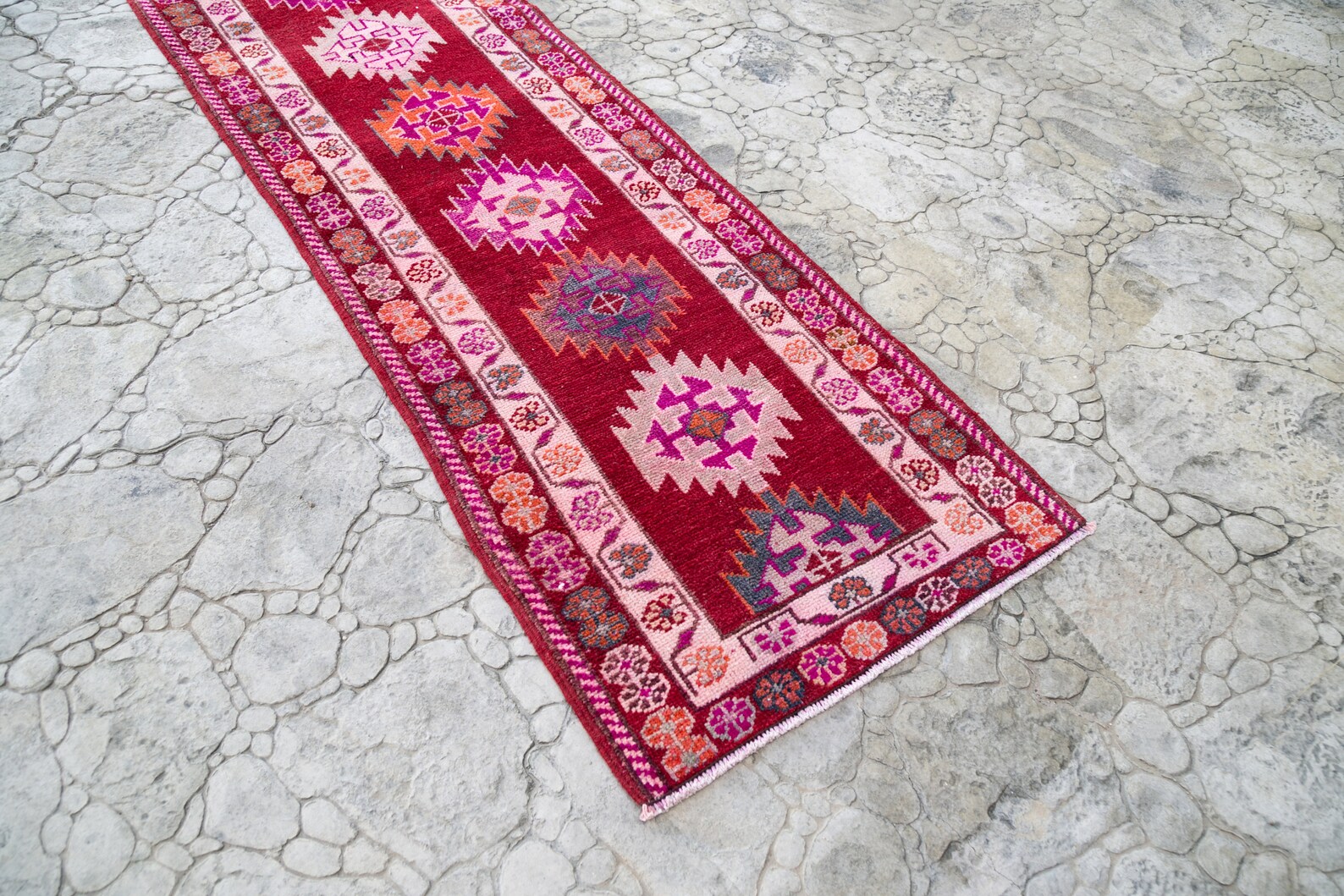 Boho Runner Rug 2.8 X 12.9 Ft Vintage Handmade Runner Rug Etsy