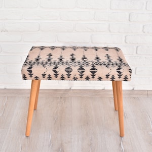 Handmade wooden bench- upholstered chair - home decor - vanity bench - pouf chair - side chair - footstool - kitchen bench - ottoman pouf