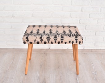 Handmade wooden bench- upholstered chair - home decor - vanity bench - pouf chair - side chair - footstool - kitchen bench - ottoman pouf