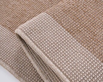 Textured Area Rug, Beige Sisal Rug, Bordered Rug, Carpet Custom Size Rugs and Runners Rug for Hallway Corridor Kitchen and Bedroom