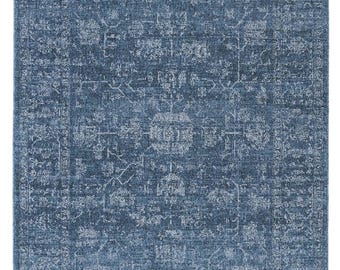 Indigo Blue Area Rug: Unique Turkish Style Soft Carpet Traditional Design Modern Rug for Living Room Distressed Design