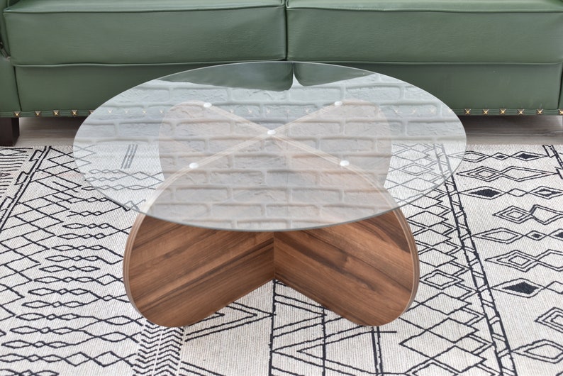 Coffee Table Unbreakable Glass Coffee Table Round Table Etsy