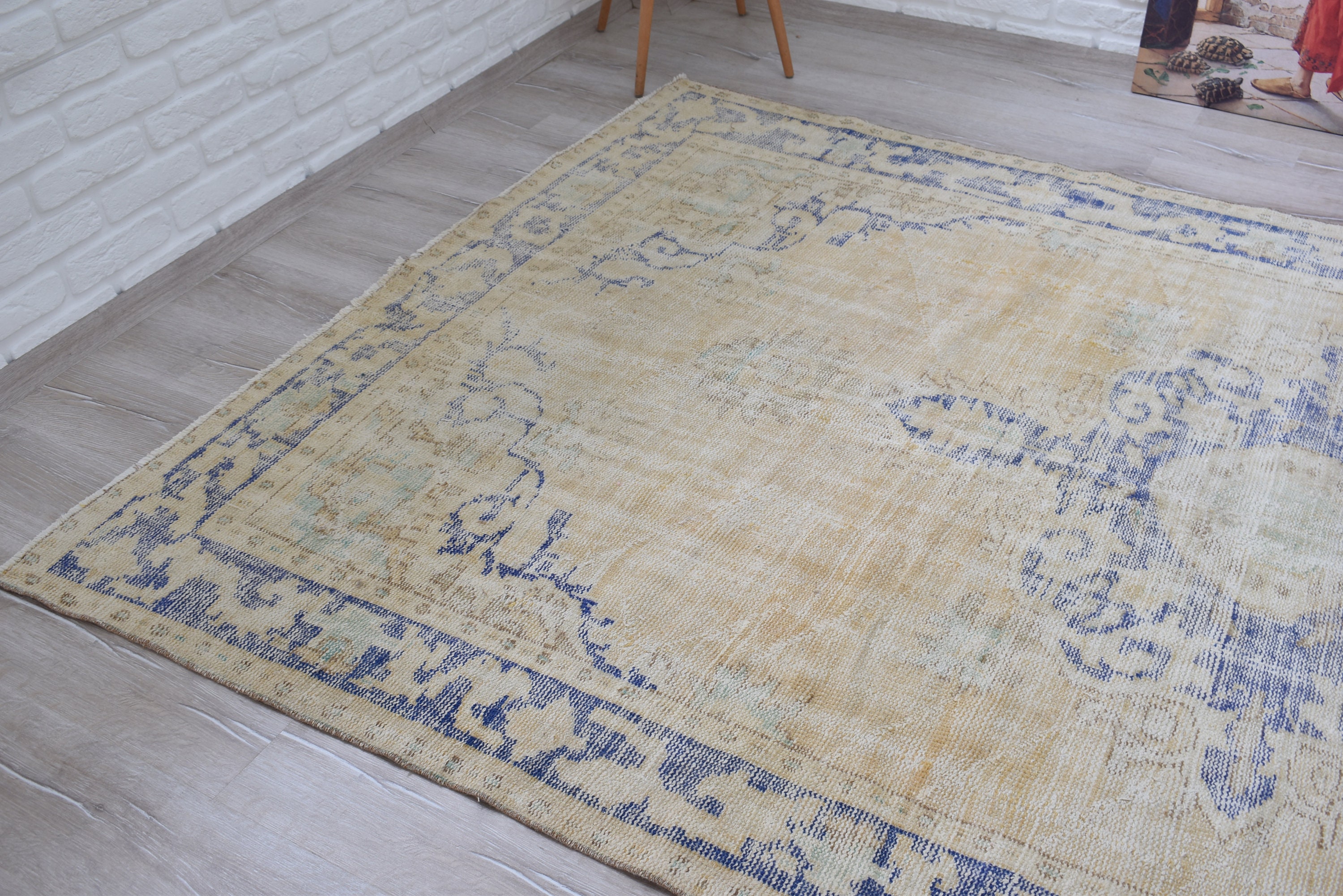 Large Vintage Rug 9.9 x 6 ft Rug Large Oushak Rug Handwoven Etsy