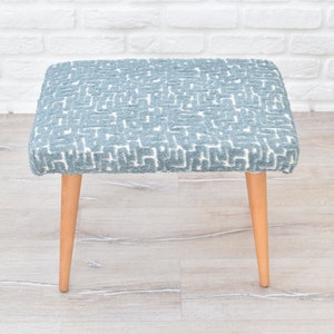 Handmade Furniture | Stool | Vanity Chair | Functional Footstool & Bench, Vanity Stool in Blue - Red - Black Upholstery