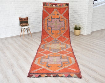 Vintage Teppich Läufer in Orange und Rot: Herki Teppichläufer (100cm x 300cm)