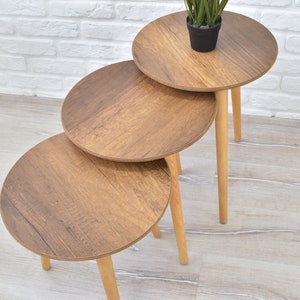 Rustic Coffee Tables Nesting Tables Round Wooden Tables Minimalist Furniture Mid Century Modern Tables Side Tables