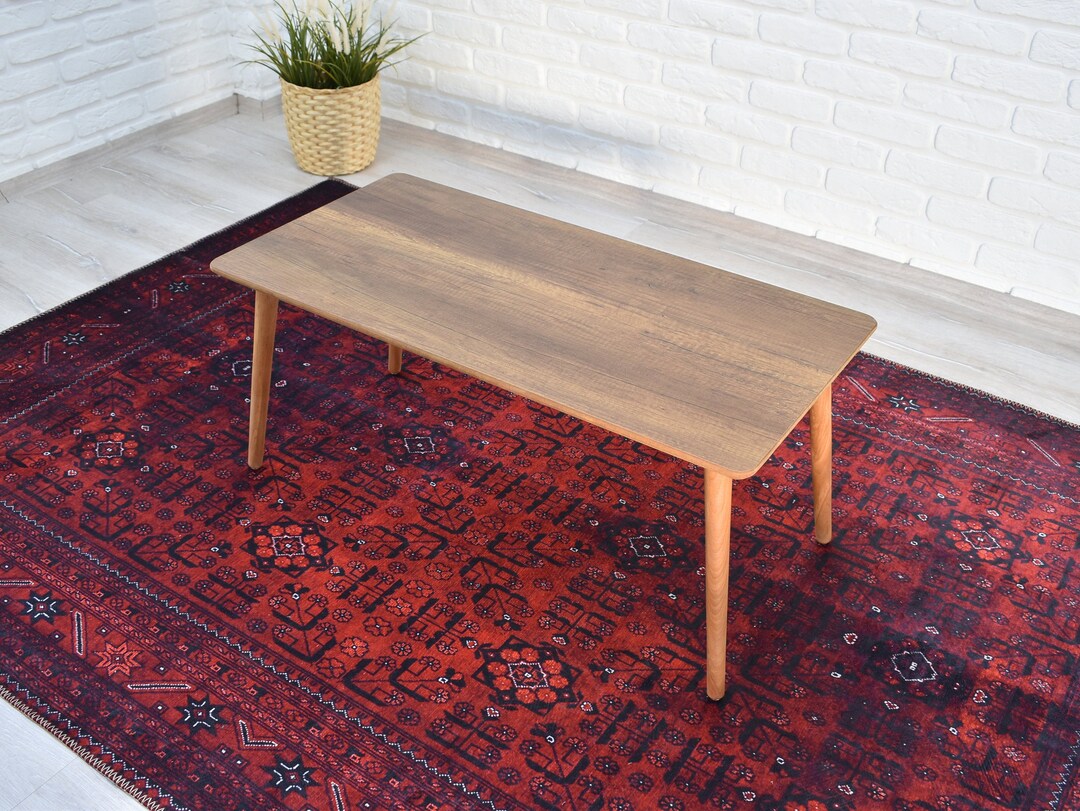 Wooden Rectangular Coffee Table, Center Table, Vintage Style End Table