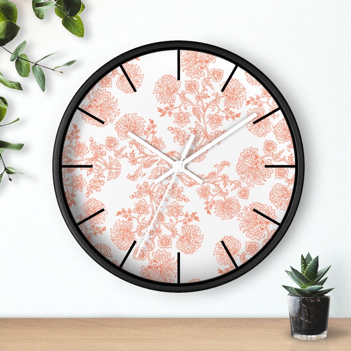 Floral wall clock 10 Inch floral home decor bedroom decor Etsy